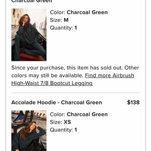 Alo set charcoal green